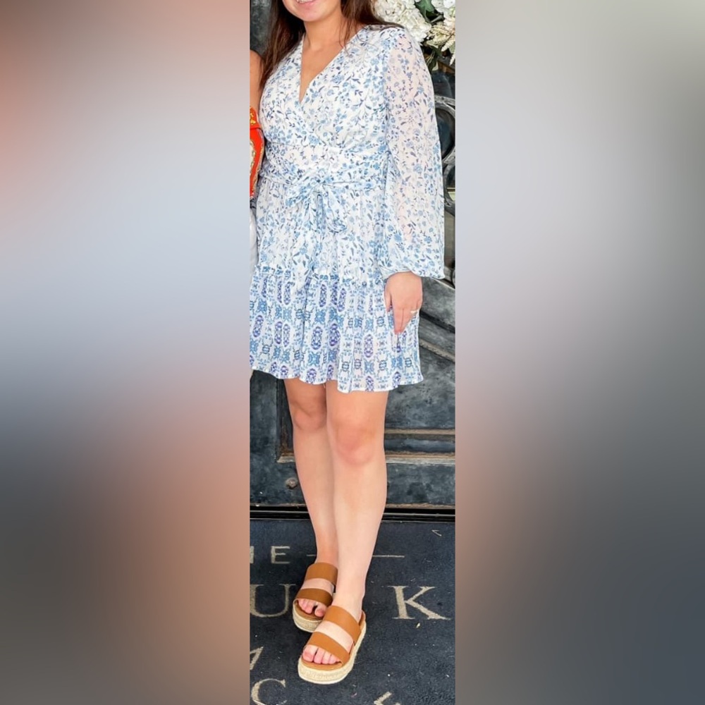 Blue & White Wrap Dress